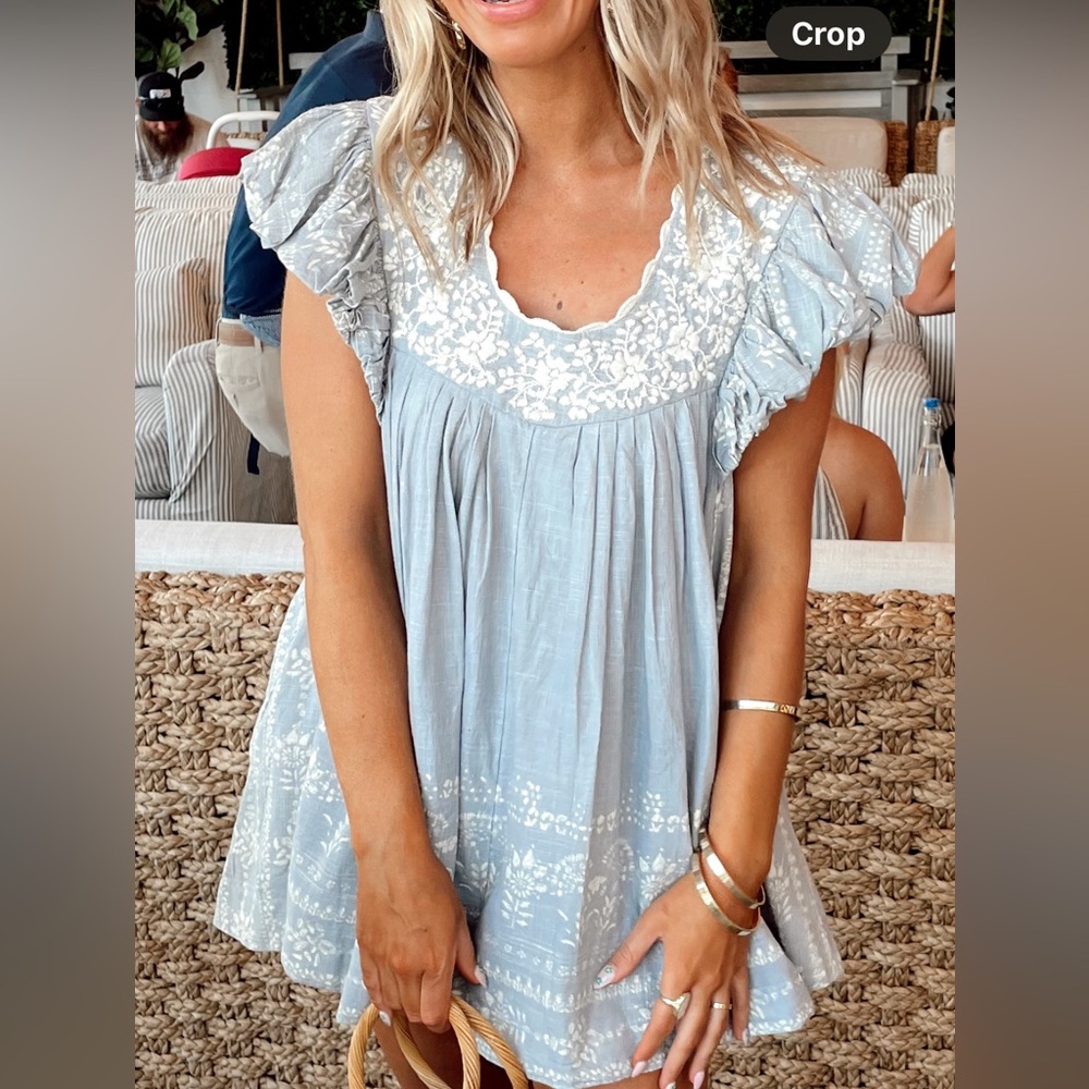 Free People Sky Blue Ruffle romper